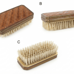Vintage Leather-Back Brush with Metal Frame