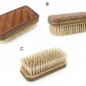 Vintage Leather-Back Brush with Metal Frame