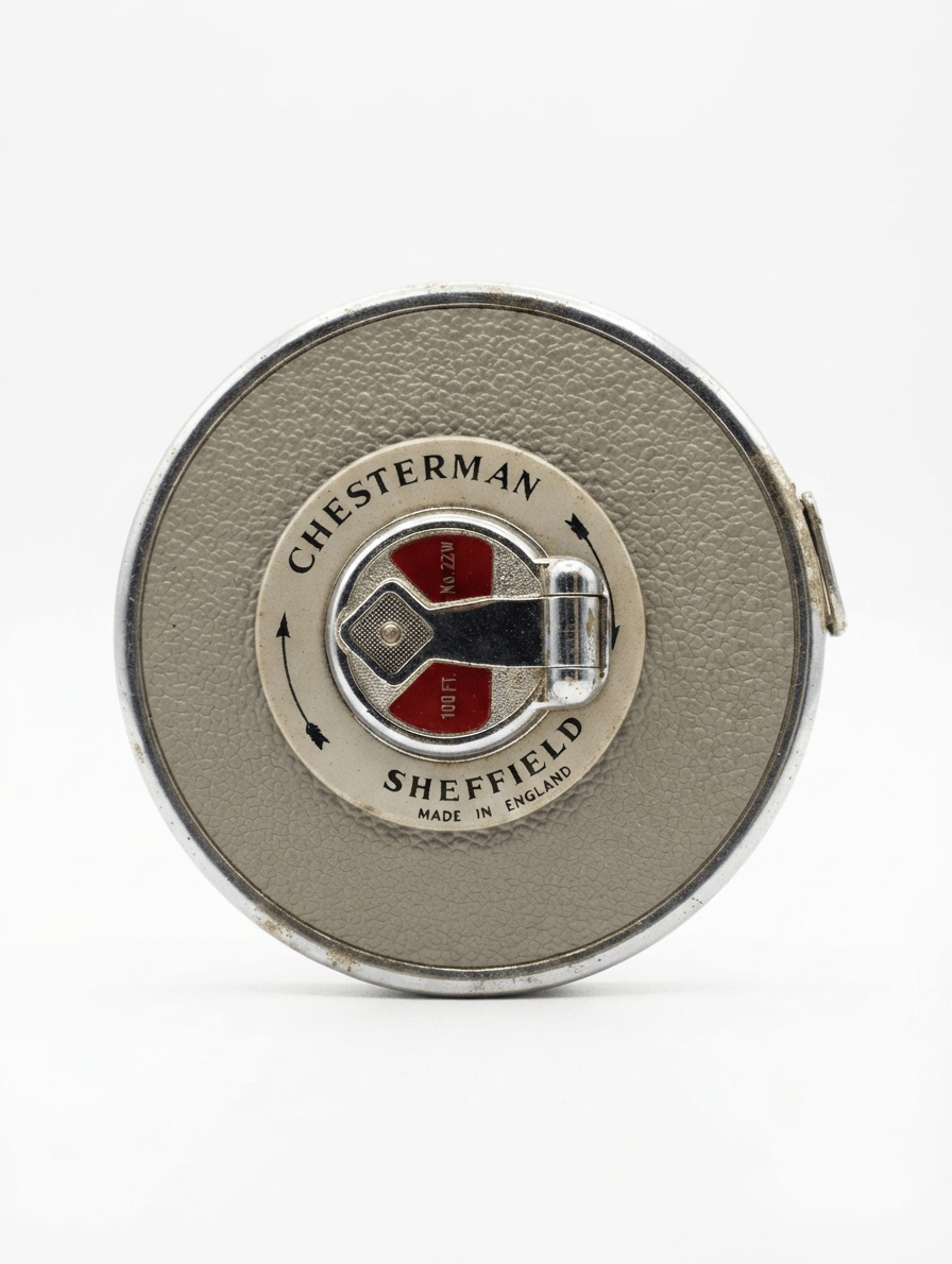 Vintage Chesterman Sheffield 100ft Steel Tape Measure