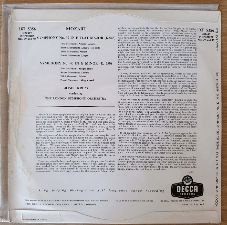 Mozart: Symphony No. 39 & Symphony No. 40 – Josef Krips, London Symphony Orchestra - Image 4